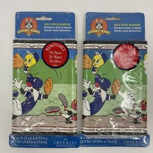 New Looney Tunes Self Adhesive Wallpaper Border Baseball 2 Tweety Yosemite Sam